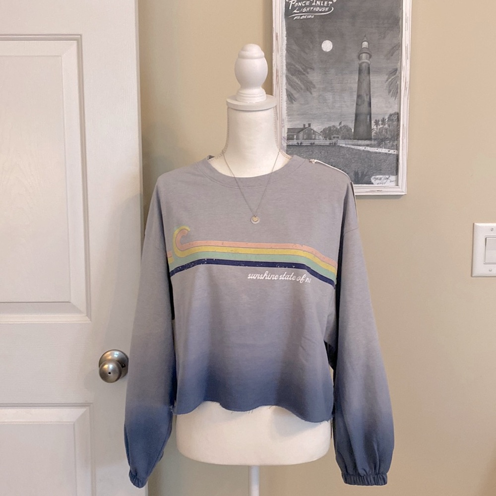 C&C California Ombre Cropped Sweatshirt Size L. NWT & Super Cute!🥰